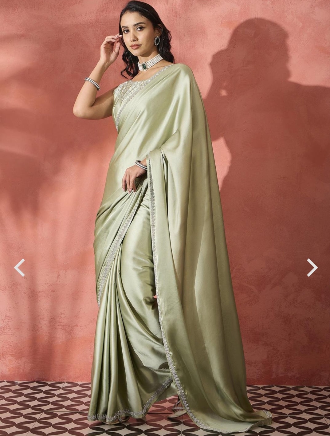 Women's Satin Silk Black color Zarkan work Saree with Blouse Piece Saree for Women