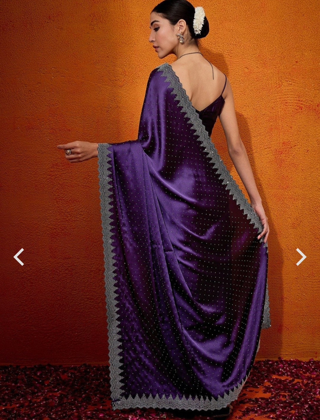 Wine Satin Silk Saree with Full Siroski Work for Women – Party & Traditional Wear Designer Saree with Unstitched Blouse Piece | Lightweight, Shimmering Ethnic Wear for Weddings, Receptions & Festivals