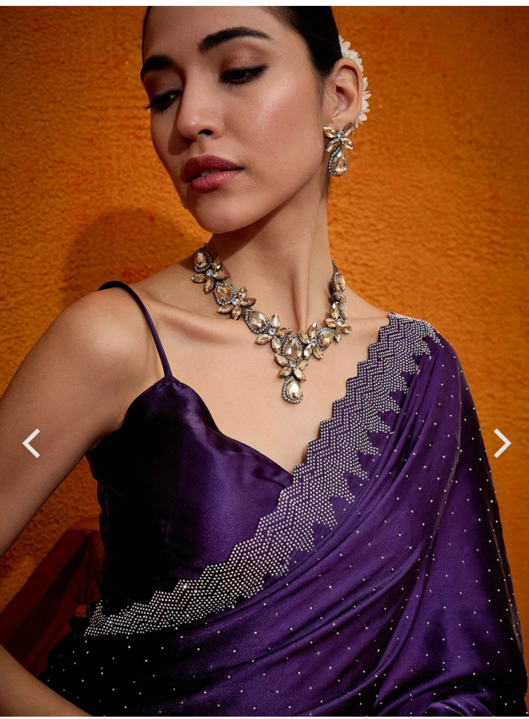 Wine Satin Silk Saree with Full Siroski Work for Women – Party & Traditional Wear Designer Saree with Unstitched Blouse Piece | Lightweight, Shimmering Ethnic Wear for Weddings, Receptions & Festivals