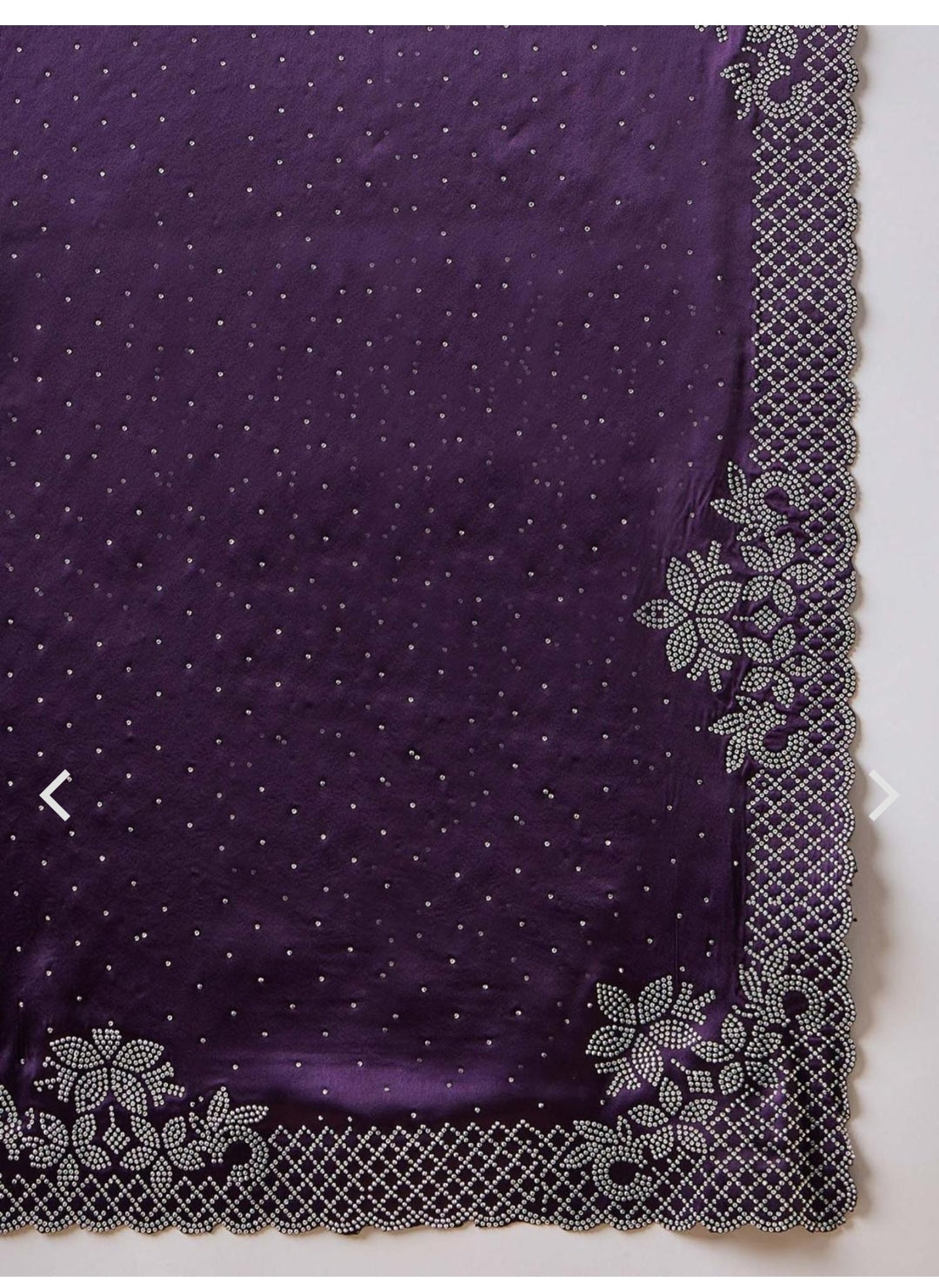 Ethnic Plus Purple Swarovski Work Party Wear Saree Siroski Wrok Lace border SATIN Silk Saree
