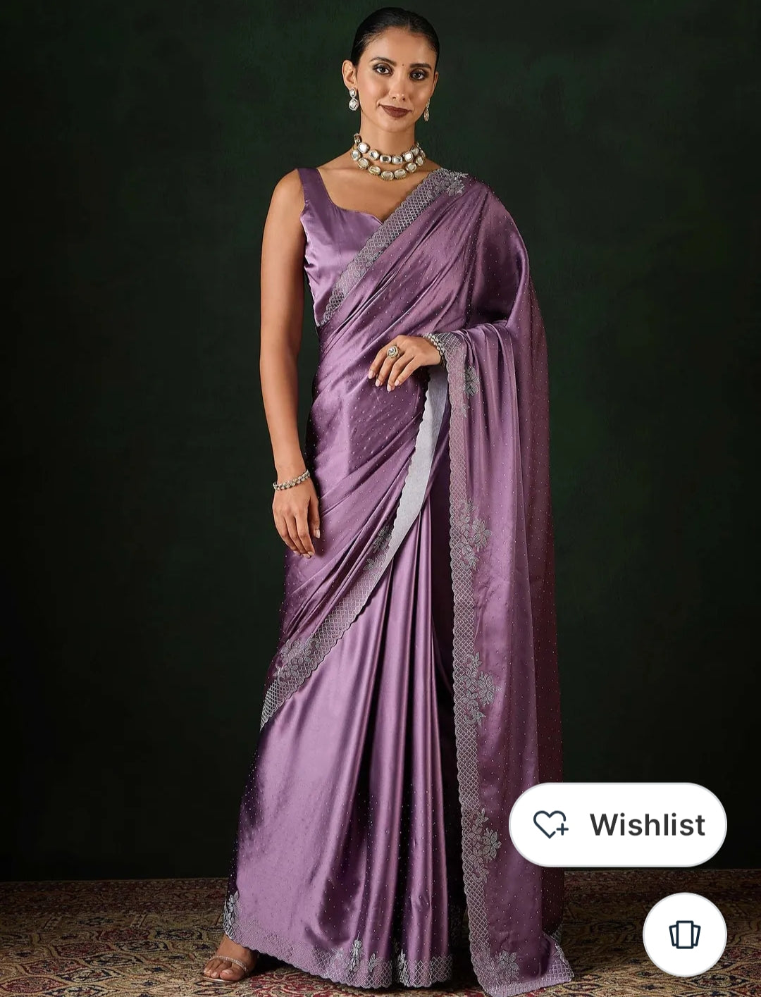 Women's Satin Teal Blue .Color Silk Siroski Work Saree with Cut Work Unstitch Blouse Piece