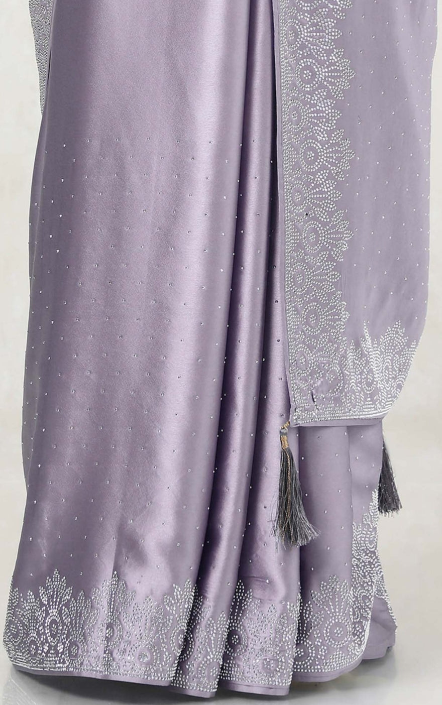Women's Heavy Satin Light Pink Colors Silk Siroski Work Saree with Cut Work Unstitch Blouse Piece