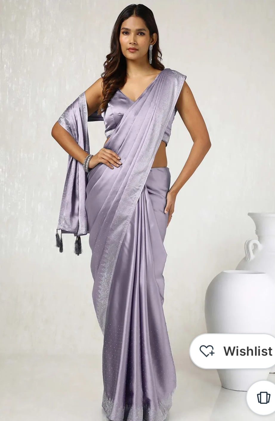 Women's Heavy Satin Light Pink Colors Silk Siroski Work Saree with Cut Work Unstitch Blouse Piece